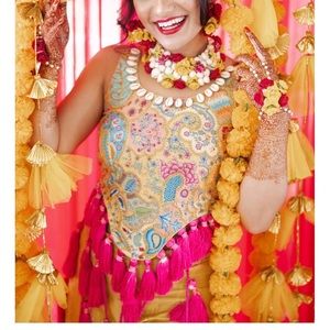 Backless Haldi Diwali outfit Sharara lengha look